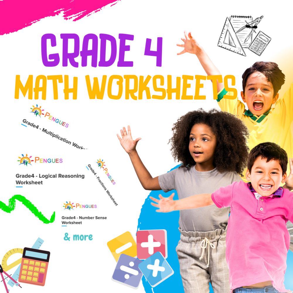 Grade 4 Printable Math Worksheets – AI-Enhanced for Mastering Fractions, Decimals, and Problem-Solving